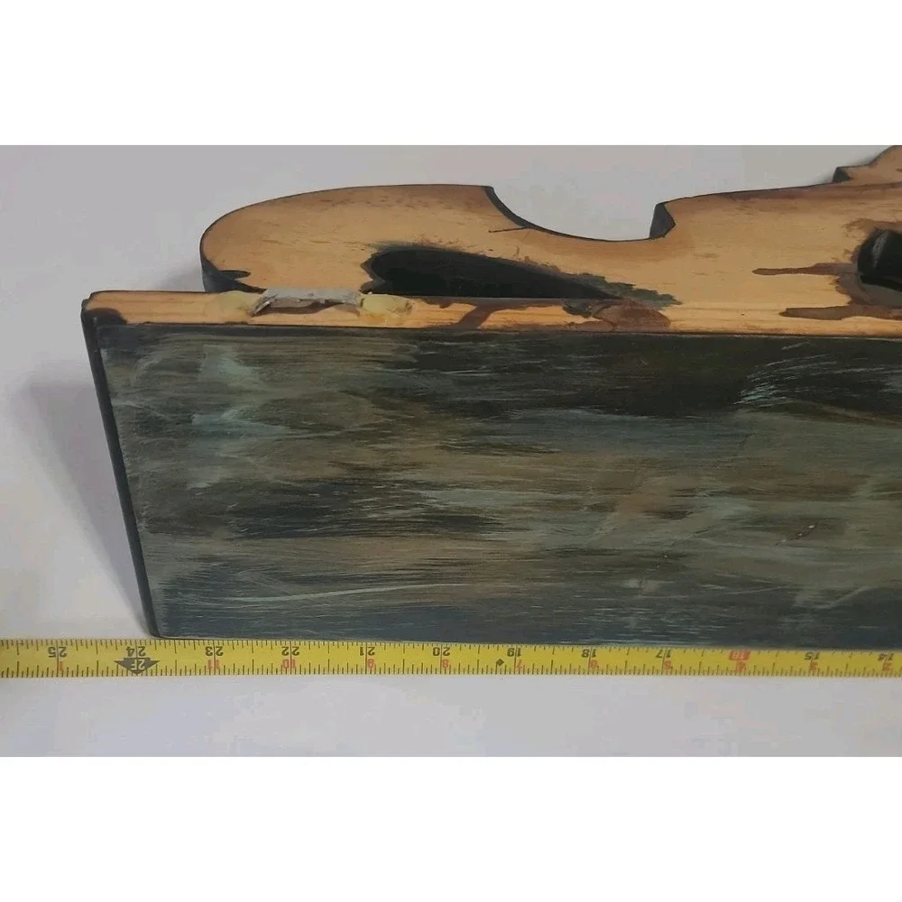 Wooden Wall Shelf Heart-shaped Cutout Distressed Teal, Hand Painted, 5